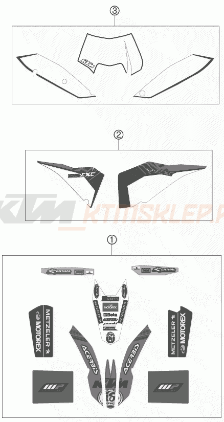 Schemat "naklejki" do KTM 125 EXC FACTORY EDIT.