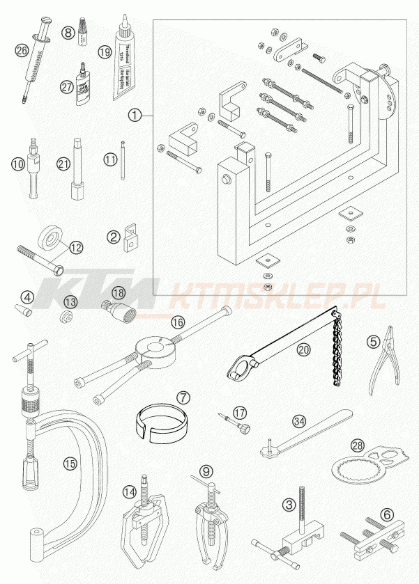 Schemat "Special tools (engine)" do KTM 450 SMS
