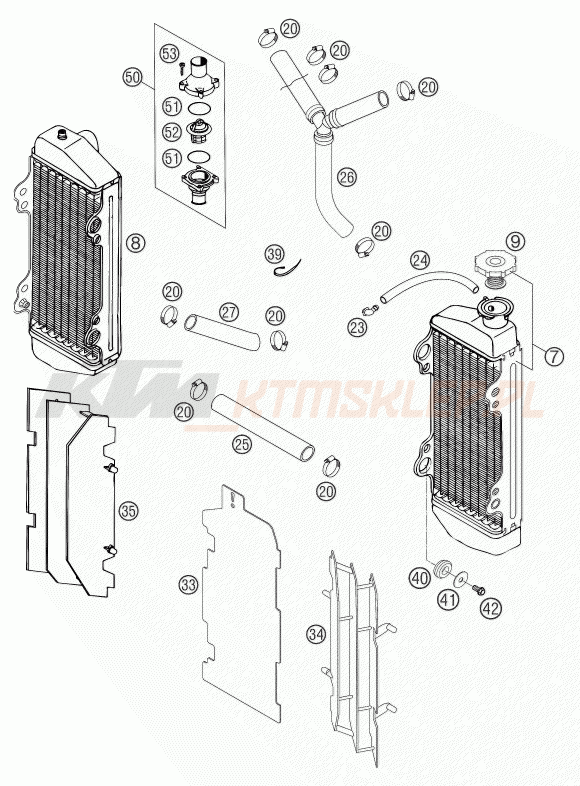 Schemat "układ chłodzenia" do KTM 250 EXC