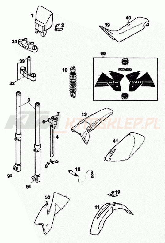 Schemat "NEW PARTS" do KTM 200 EXC JACKPINER
