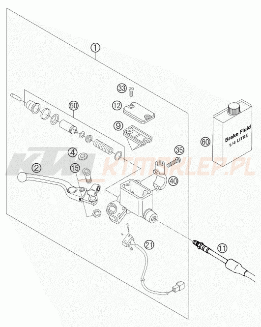Schemat "przedni hamulec" do KTM 640 DUKE II