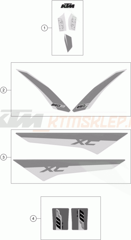 Schemat "naklejki" do KTM 250 XC
