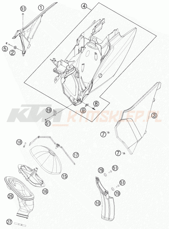 Schemat "filtr powietrza" do KTM 125 SX