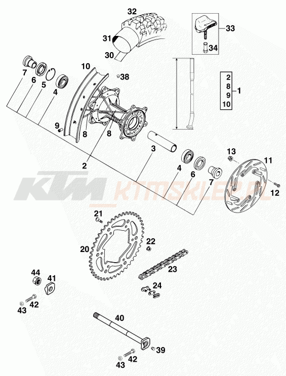 Schemat "koło tył" do KTM 540 SXC