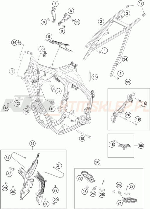 Schemat "rama" do KTM 250 XC-F