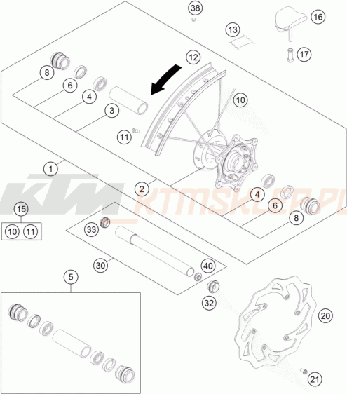 Schemat "koło przód" do KTM 150 SX