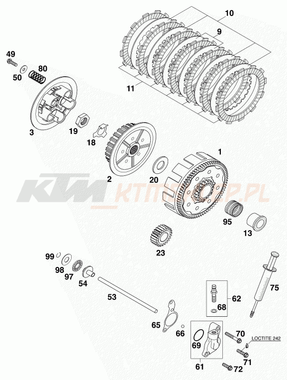 Schemat "sprzęgło" do KTM 200 EXC
