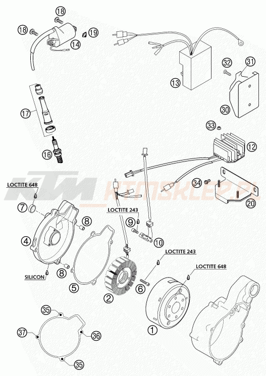 Schemat "układ zapłonowy" do KTM 640 LC4-E Super-Moto ROT