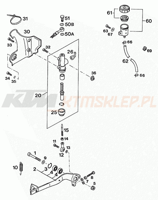 Schemat "tył hamulec - pompa" do KTM 250 E-XC