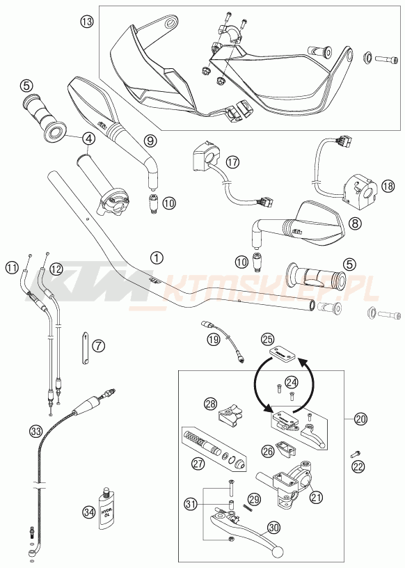 Schemat "kierownica i osprzęt" do KTM 990 SUPERMOTO T