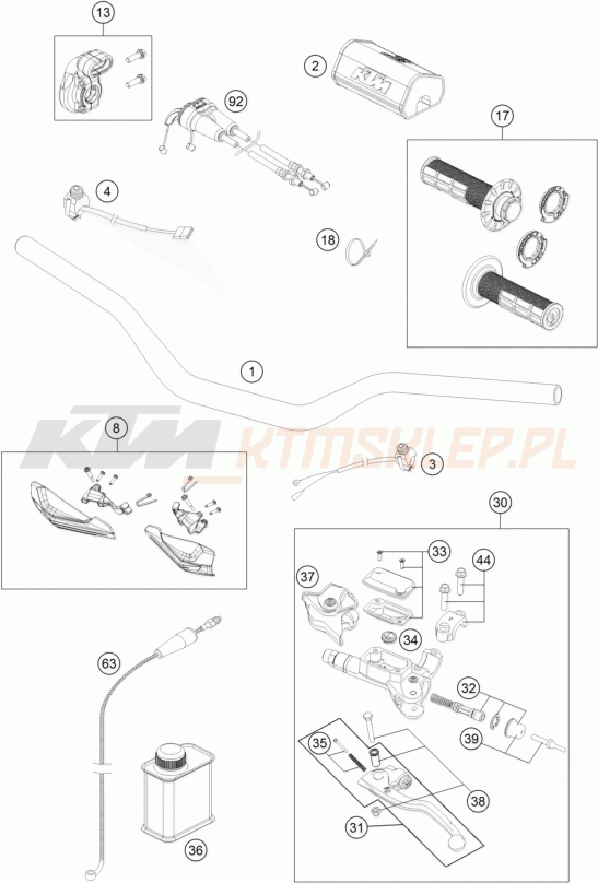 Schemat "kierownica i osprzęt" do KTM 450 XC- F