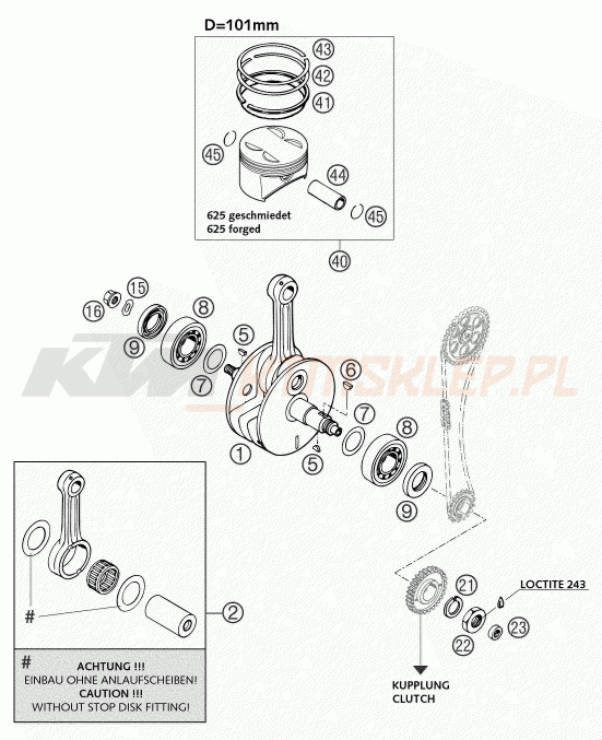 Schemat "wał korbowy, tłok" do KTM 625 SC SUPER-MOTO