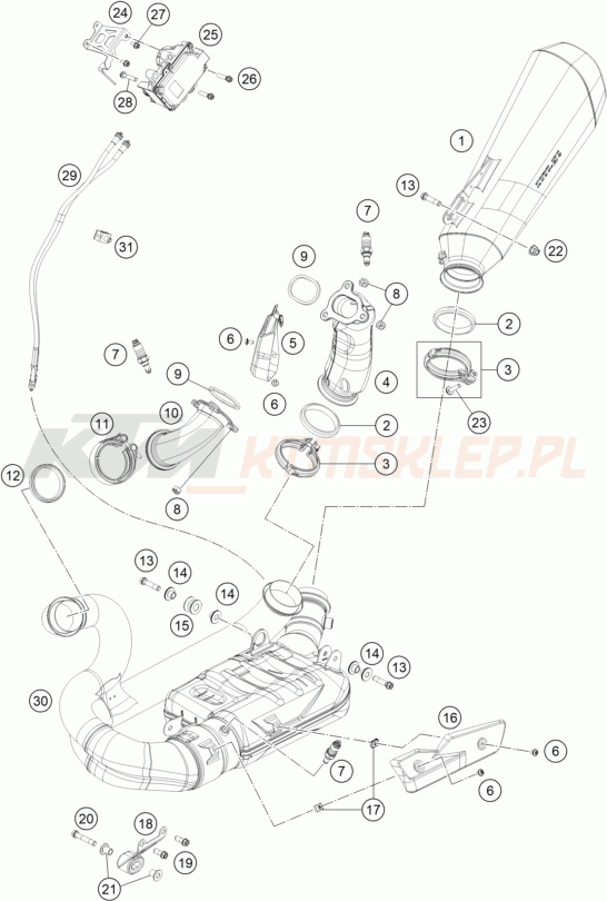 Schemat "układ wydechowy" do KTM 1290 SUPER DUKE R EVO