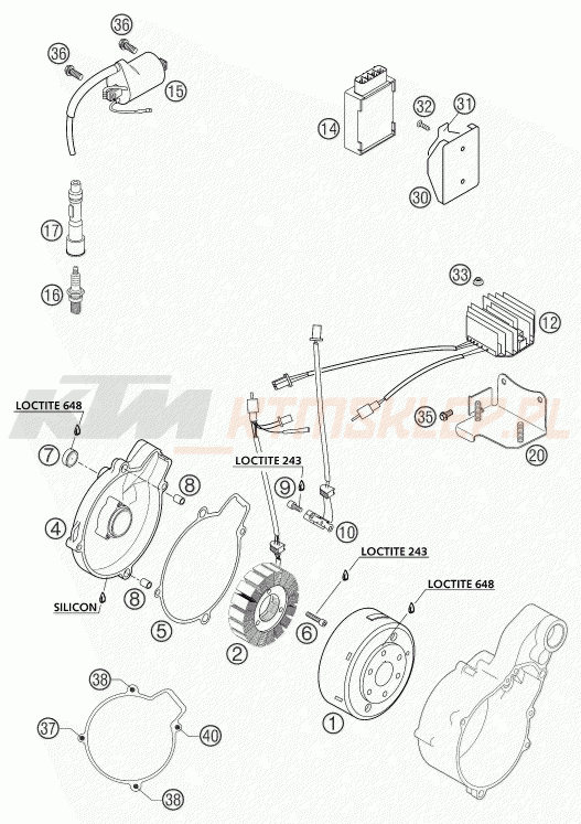Schemat "układ zapłonowy" do KTM 640 DUKE II