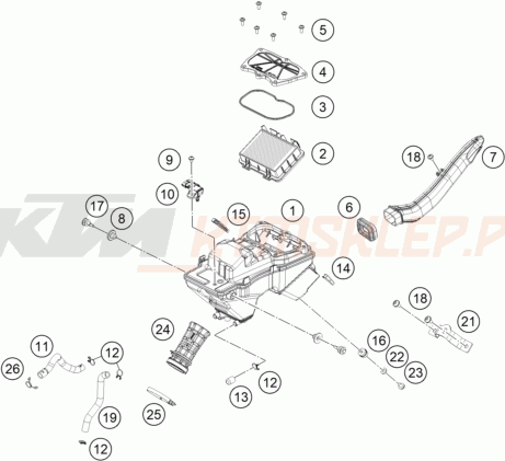 Schemat "filtr powietrza" do KTM 390 ADVENTURE