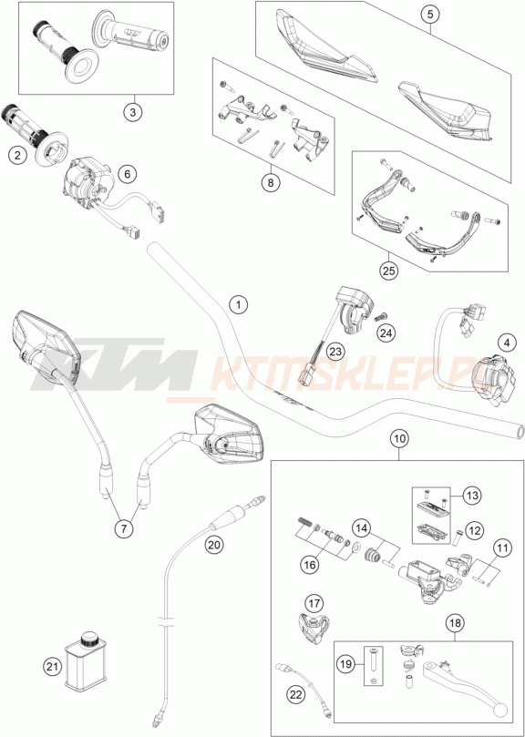 Schemat "kierownica i osprzęt" do KTM 690 SMC R