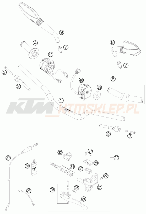 Schemat "kierownica i osprzęt" do KTM 690 DUKE ABS