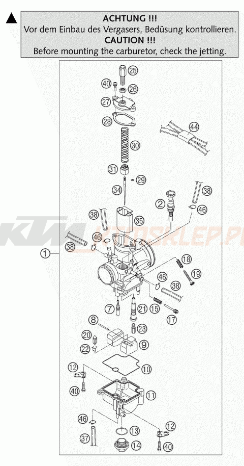 Schemat "gaźnik" do KTM 85 SX