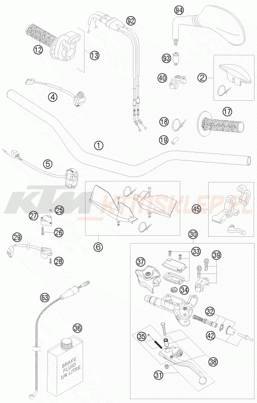 Schemat "kierownica i osprzęt" do KTM 250 EXC-F SIX DAYS
