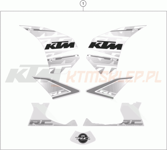 Schemat "naklejki" do KTM RC 390 WHITE / ABS