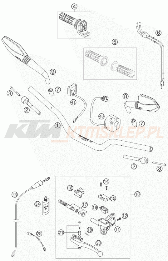 Schemat "kierownica i osprzęt" do KTM 690 SUPERMOTO