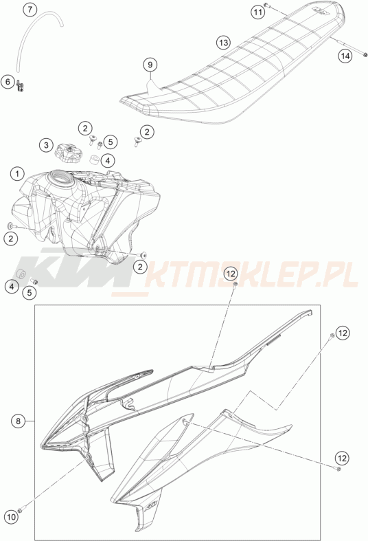 Schemat "TANK, SEAT" do KTM 250 SX-F