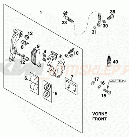 Schemat "zacisk hamulcowy + tarcza przód" do KTM 125 LC2 80