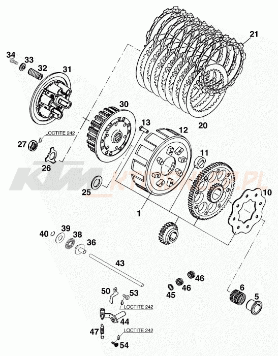 Schemat "sprzęgło" do KTM 250 EXC 12lt