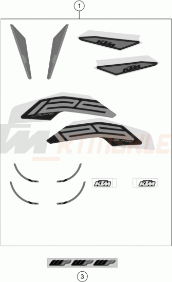 Schemat "naklejki" do KTM 125 DUKE, silver