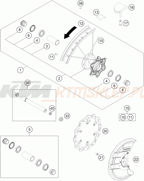 Schemat "koło przód" do KTM 250 SX-F PRADO