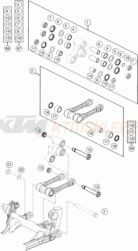 Schemat "PRO LEVER LINKING" do KTM 250 XC