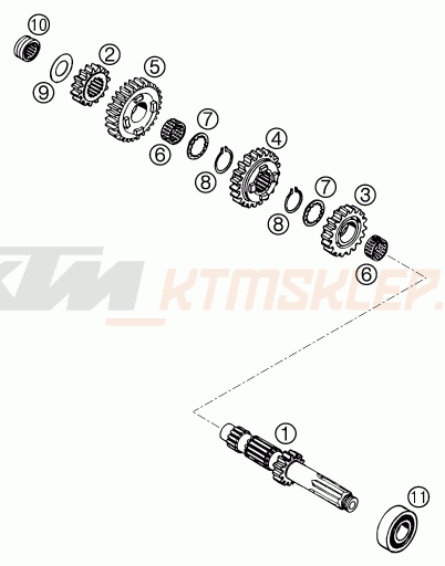 Schemat "TRANSMISSION I - MAIN SHAFT" do KTM 640 LC 4