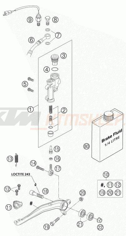 Schemat "tył hamulec - pompa" do KTM 525 MXC-G RACING