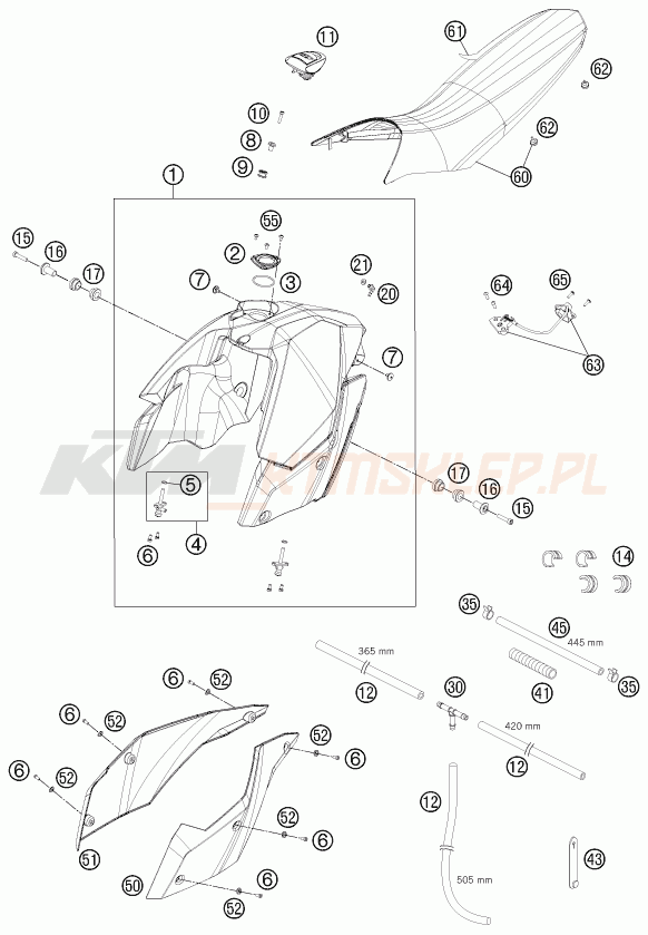 Schemat "TANK, SEAT" do KTM 990 SUPERMOTO R