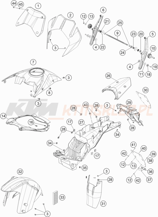 Schemat "czasza, błotniki" do KTM 1290 SUPER ADVENTURE R TKC