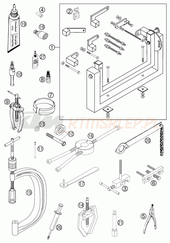 Schemat "Special tools (engine)" do KTM 520 EXC-G RACING