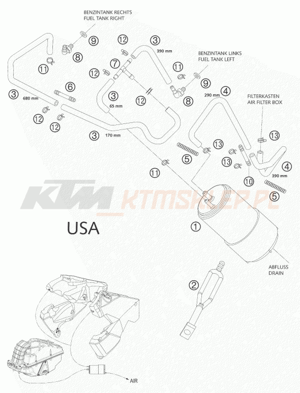 Schemat "EVAPORATIVE CANISTER" do KTM 950 ADVENTURE S
