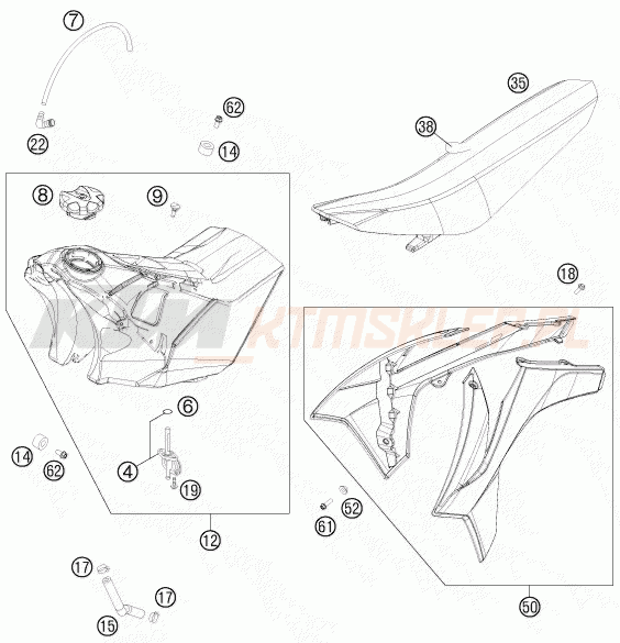 Schemat "TANK, SEAT" do KTM 450 SX-F