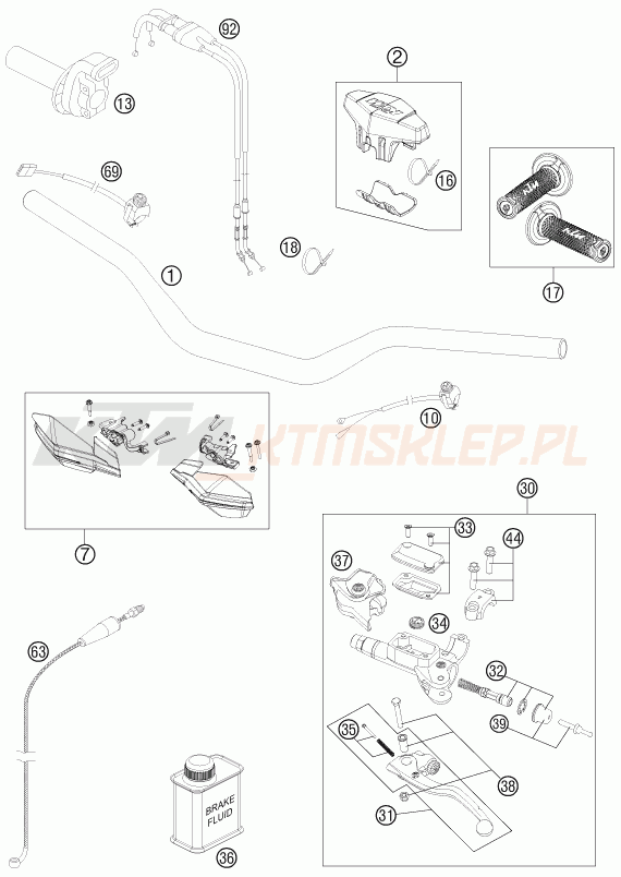 Schemat "kierownica i osprzęt" do KTM 350 XCF-W