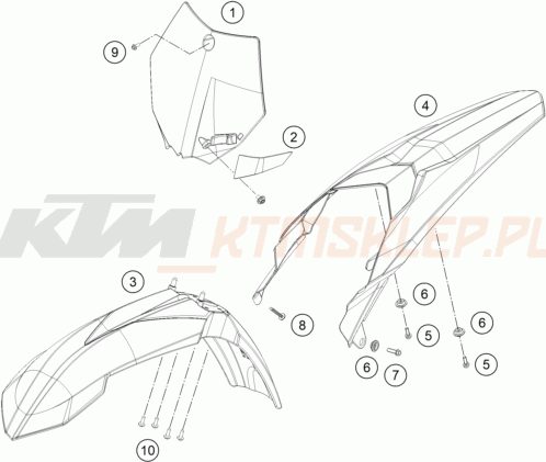 Schemat "czasza, błotniki" do KTM 85 SX17/14