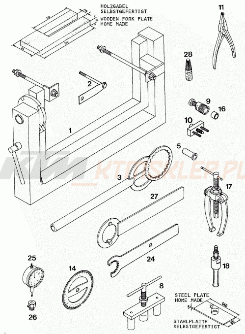 Schemat "narzędzia specjalne" do KTM 125 E-XC