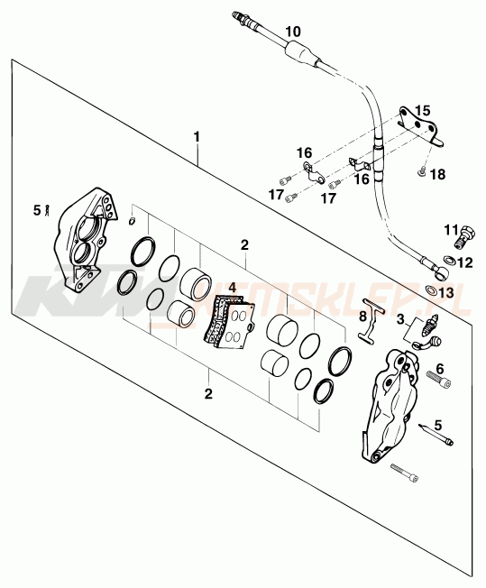 Schemat "zacisk hamulcowy + tarcza przód" do KTM 125 STING/80