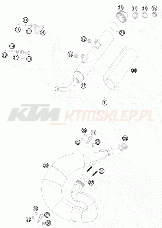 Schemat "układ wydechowy" do KTM 150 XC
