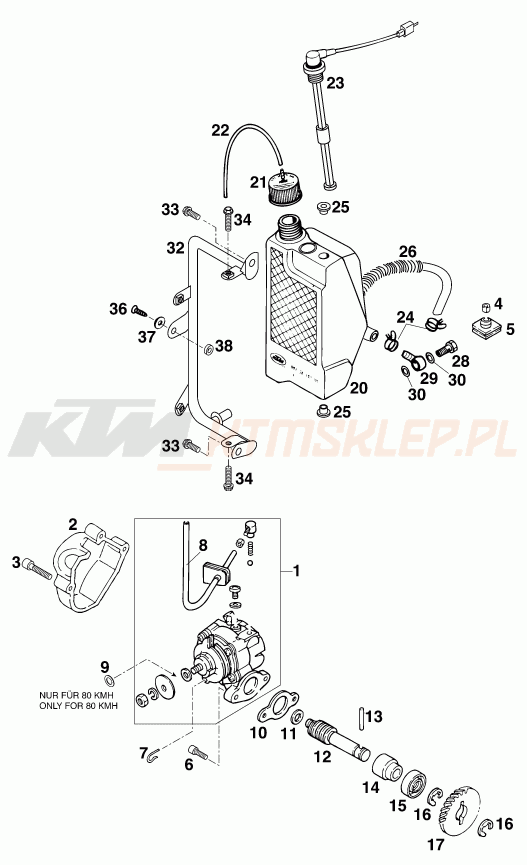 Schemat "smarowanie silnika" do KTM 125 STING/80