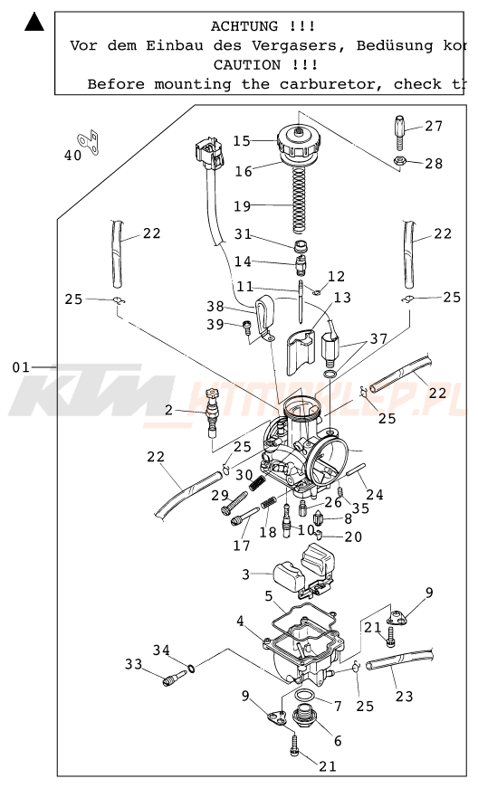 Schemat "gaźnik" do KTM 250 SX