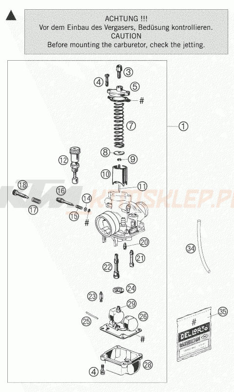 Schemat "gaźnik" do KTM 50 SX