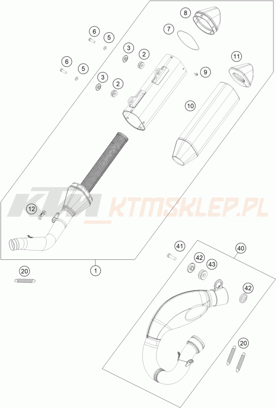 Schemat "układ wydechowy" do KTM 250 SX-F