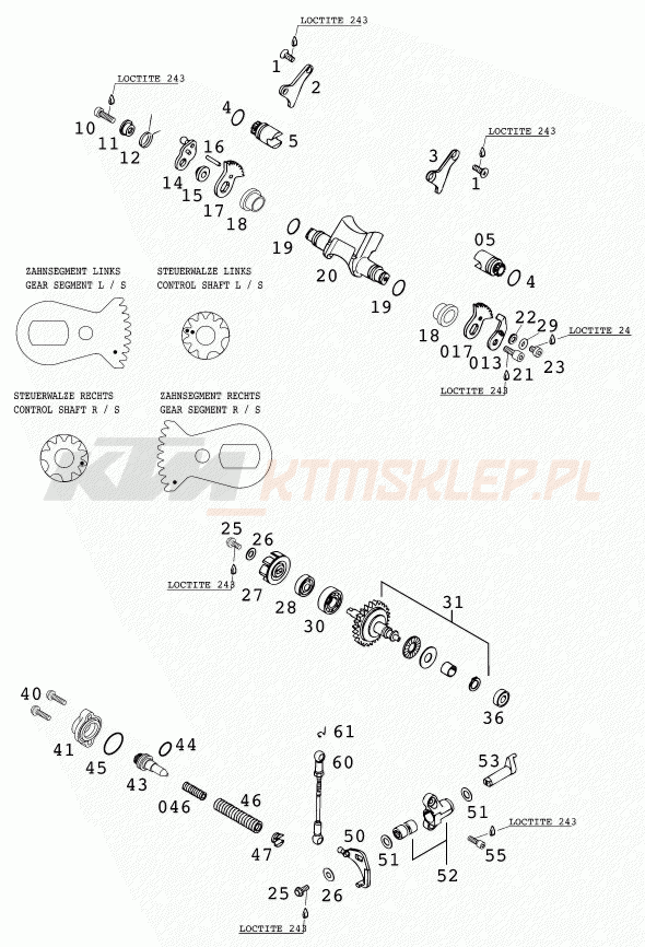 Schemat "zawór wydechowy" do KTM 250 SX