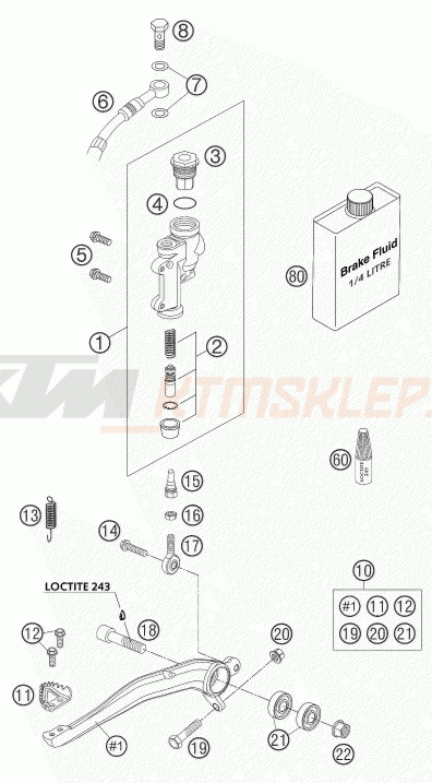 Schemat "tył hamulec - pompa" do KTM 450 SMS