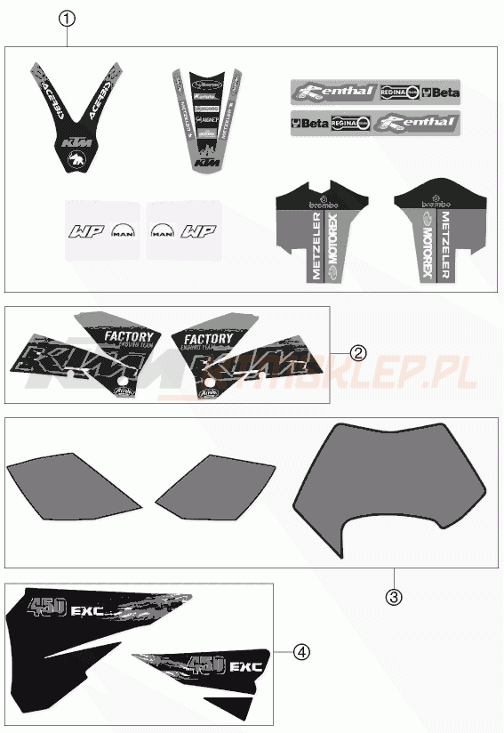 Schemat "naklejki" do KTM 450 EXC FACTORY RACING